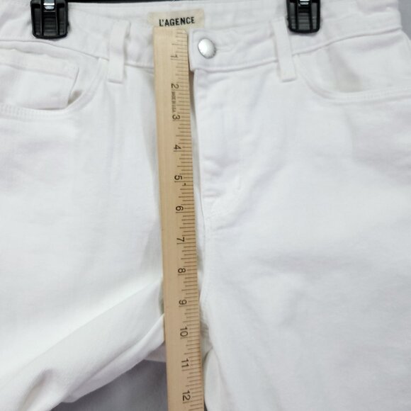 L’Agence Straight Leg Jeans 30 High Rise Baggie Cropped 24" White - Picture 4 of 12